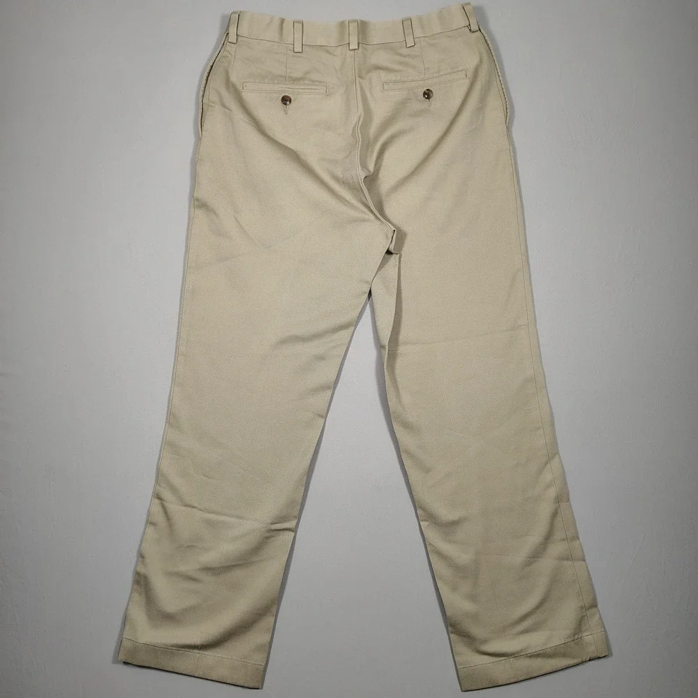 Roundtree & Yorke Chino Pants Mens 32x29 Khaki Straight Leg Twill 100% Cotton